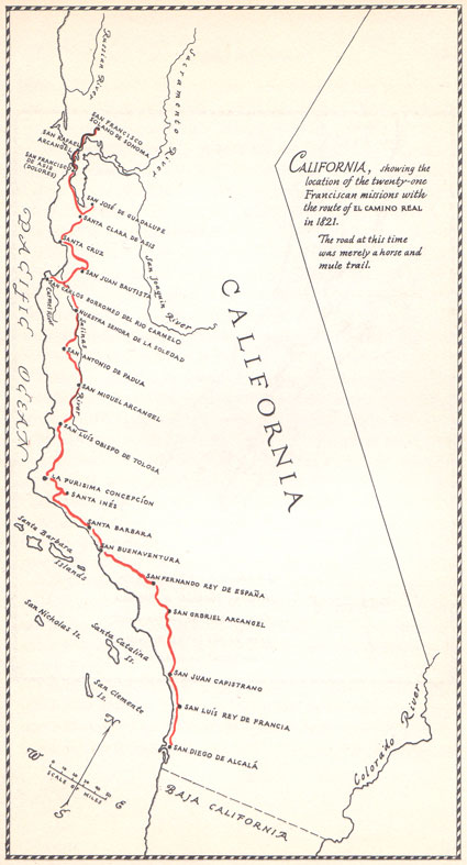 Missions Route in 1821
