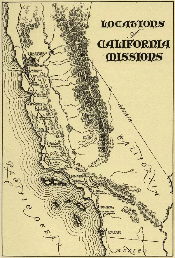 Old California Missions Trail Map